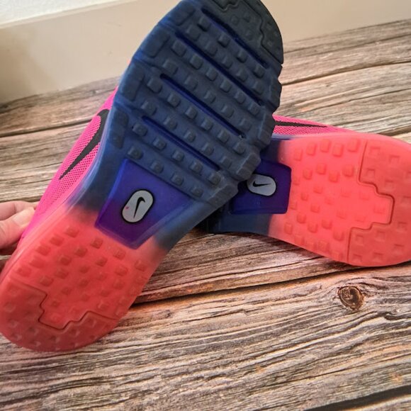 Nike Air Max Women's Bright Pink Running shoes 6Y or 7.5 Women's Leopard Laces - Picture 6 of 8